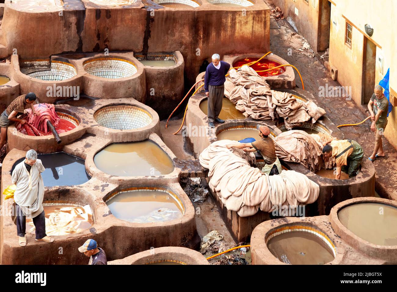 Marokko Fez. Chouara Tannery Stockfoto