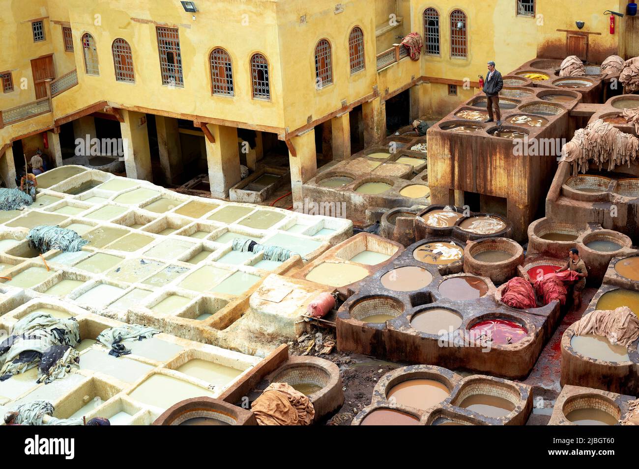 Marokko Fez. Chouara Tannery Stockfoto