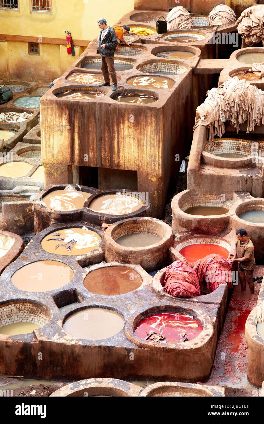 Marokko Fez. Chouara Tannery Stockfoto