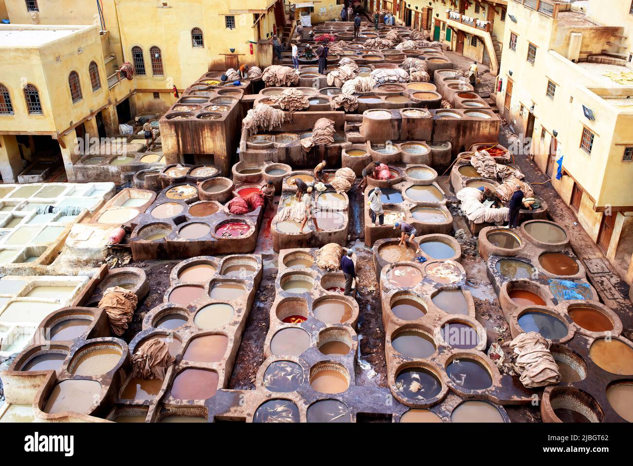 Marokko Fez. Chouara Tannery Stockfoto
