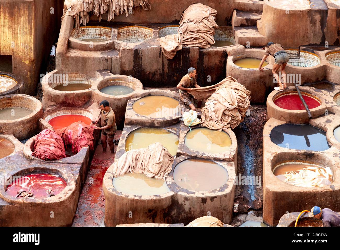 Marokko Fez. Chouara Tannery Stockfoto