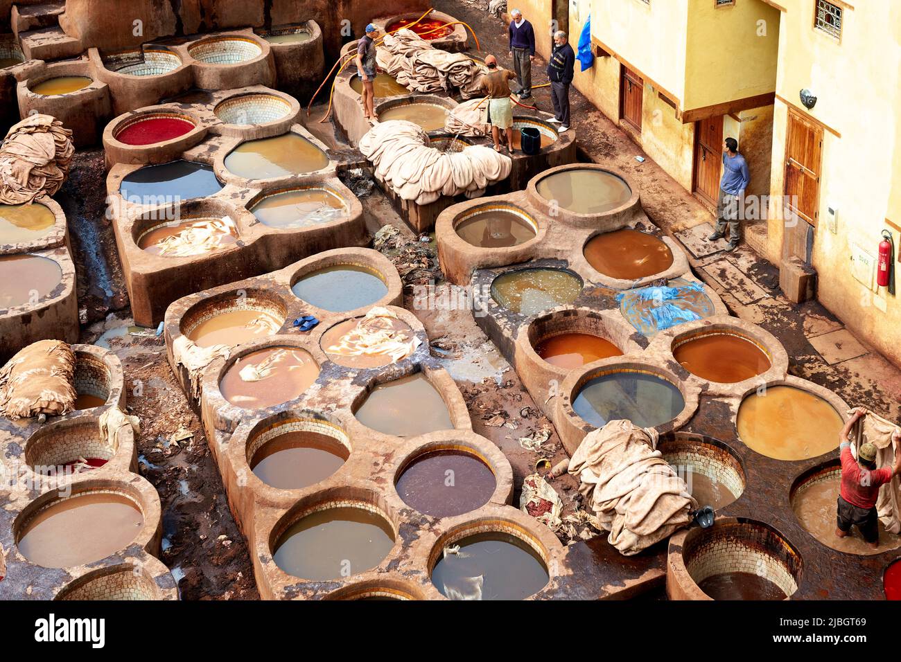 Marokko Fez. Chouara Tannery Stockfoto