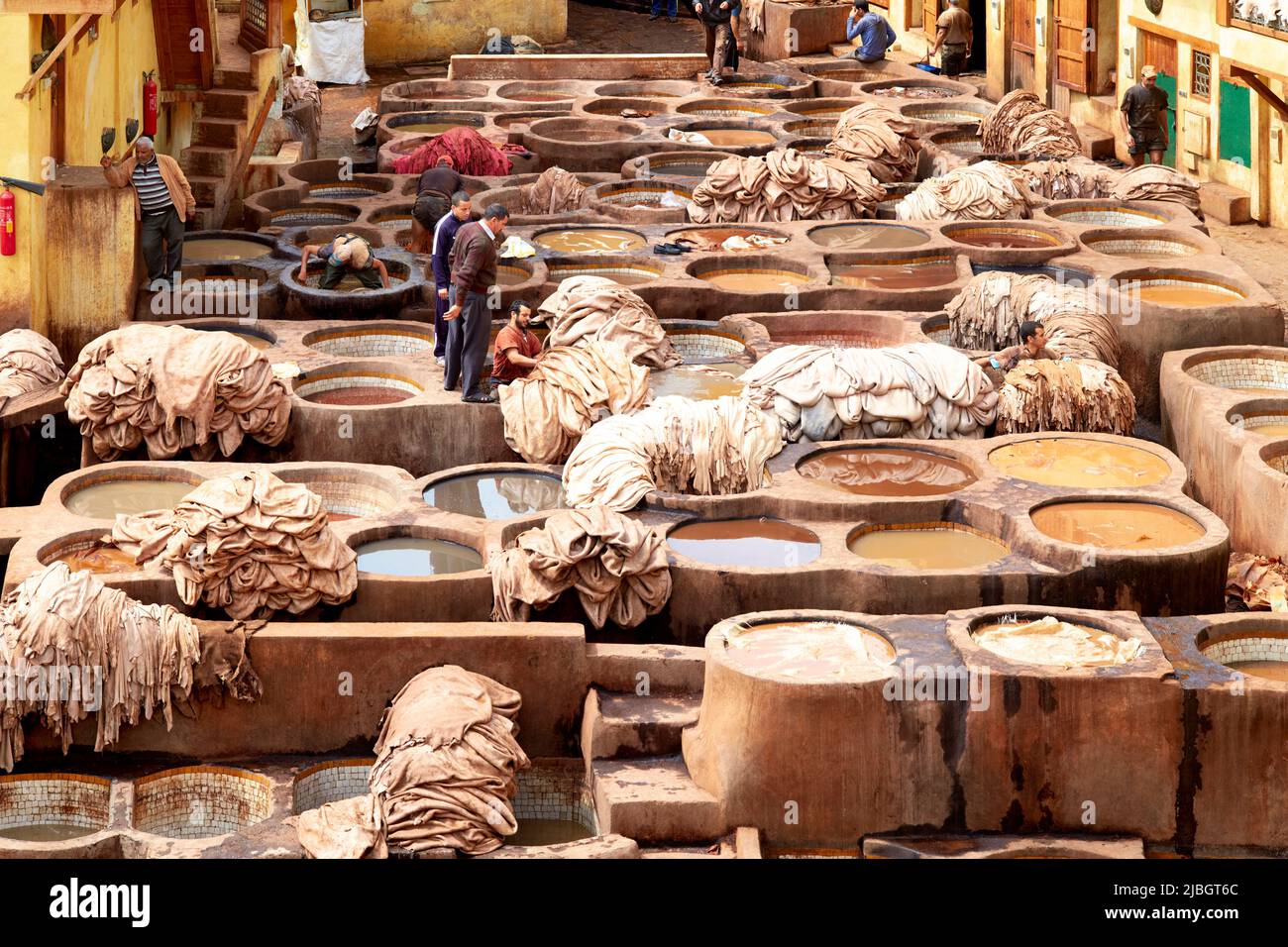 Marokko Fez. Chouara Tannery Stockfoto