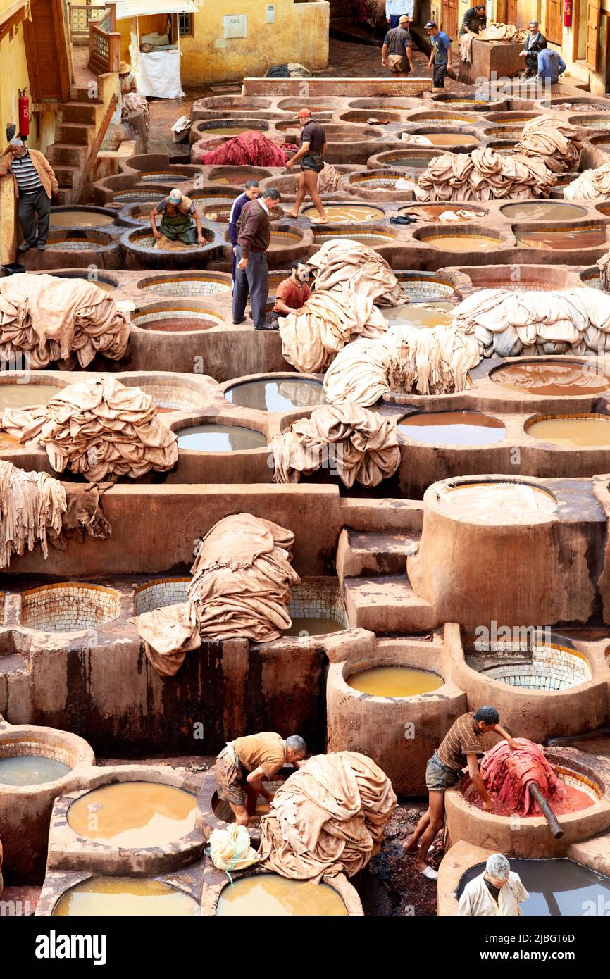Marokko Fez. Chouara Tannery Stockfoto