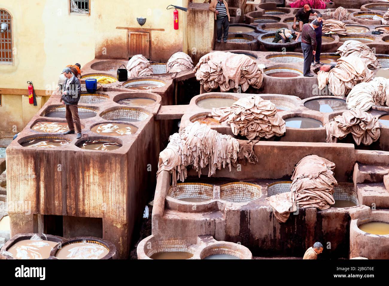 Marokko Fez. Chouara Tannery Stockfoto