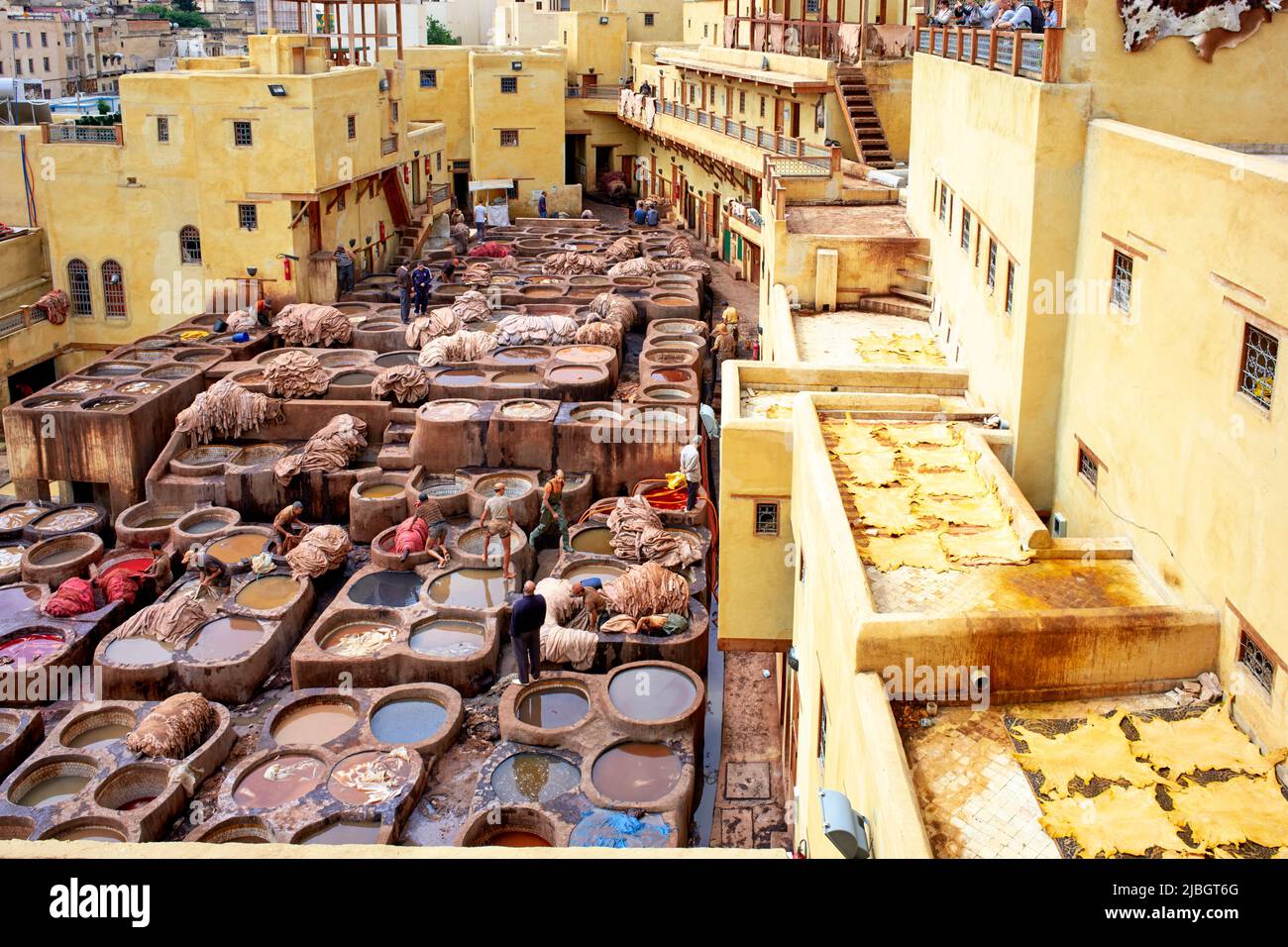 Marokko Fez. Chouara Tannery Stockfoto