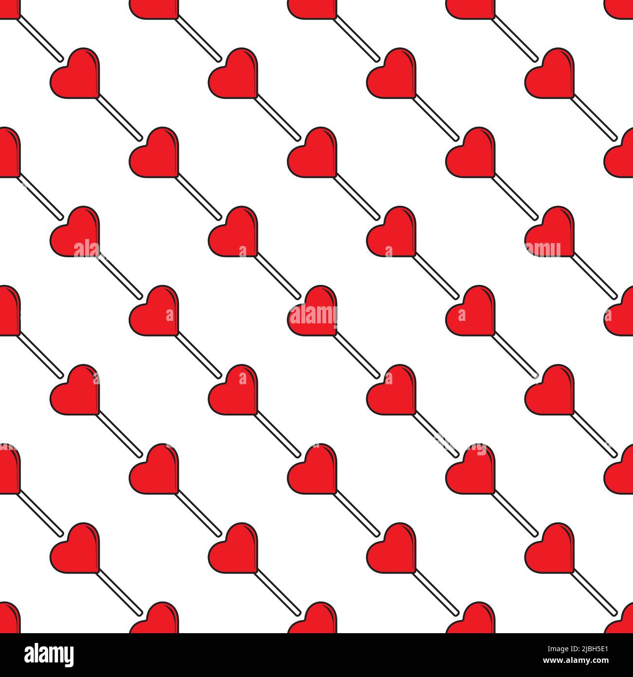 Rotes Herz Lollipop nahtlose Muster auf weißem Hintergrund. Designvorlage für Vektorgrafiken. Geeignet für Hochzeit oder valentinstag Veranstaltung Stock Vektor