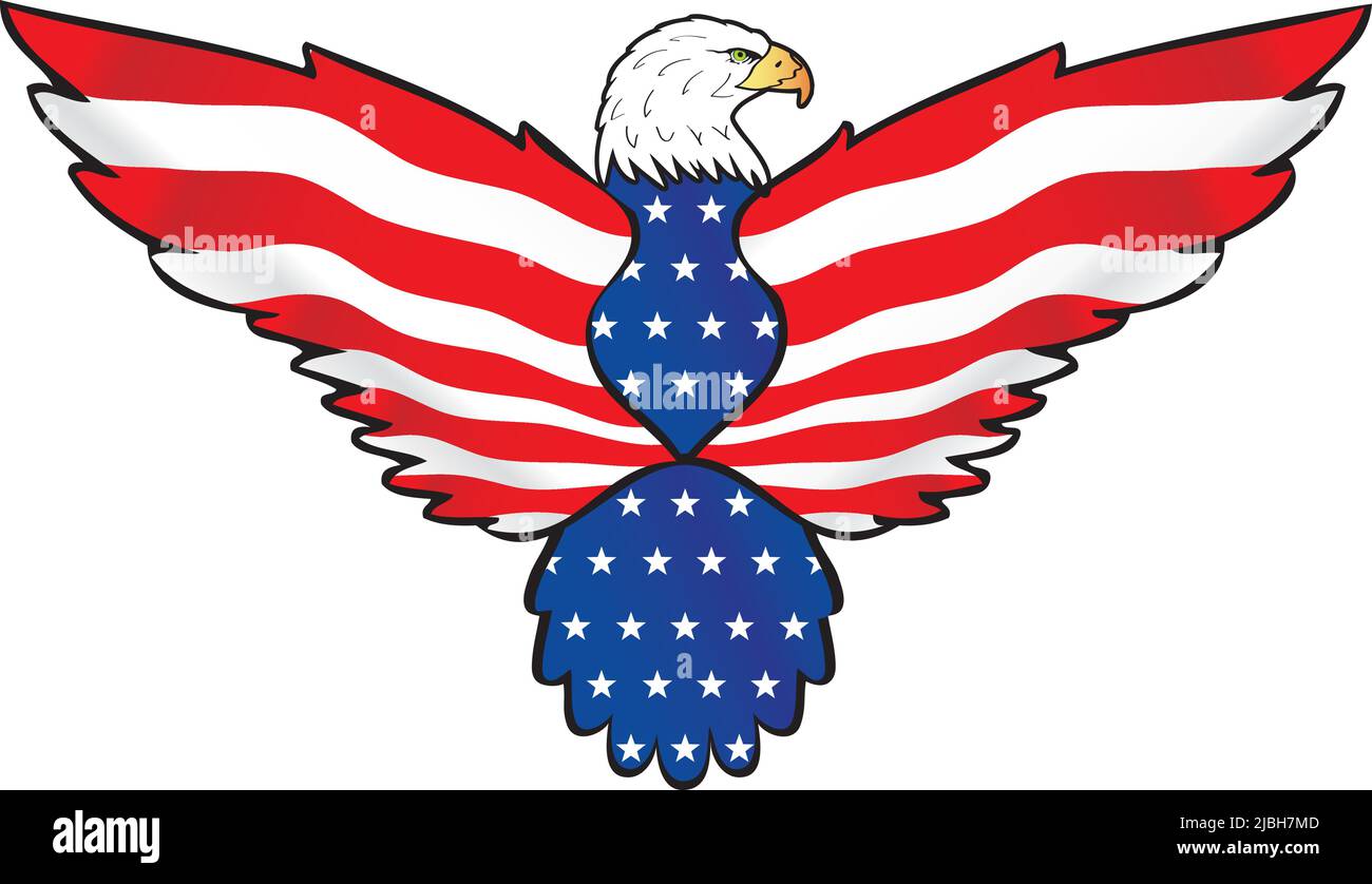 American Eagle Graphic mit Flaggenfarben Stock Vektor