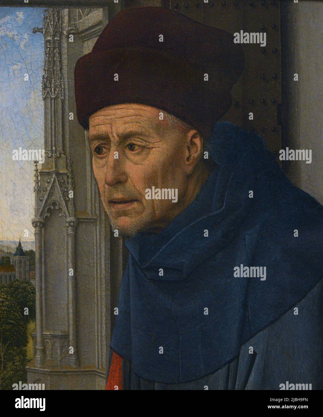 Rogier van der Weyden (1399-1464). Flämischer Maler. Büste des heiligen Josef, ca. 1435-1437. Tempera und Öl auf Holz. Calouste Gulbenkian Museum. Lissabon, Portugal. Stockfoto