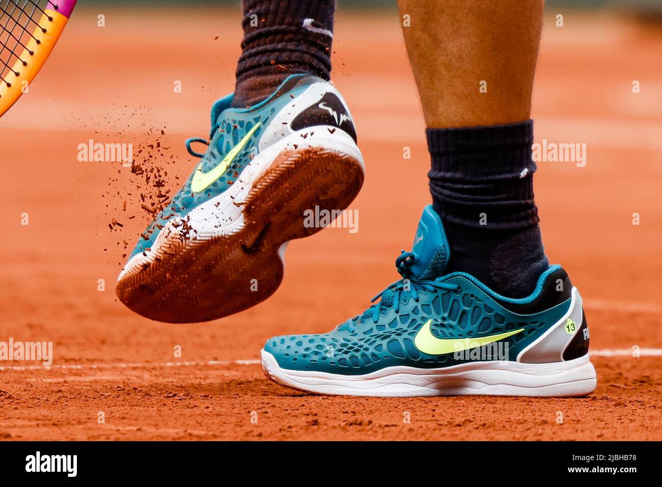 Paris, Frankreich. 5.. Juni 2022. Tennisspieler Rafael Nadal aus Spanien ist beim French Open Grand Slam Tennisturnier 2022 in Roland Garros, Paris, Frankreich, im Einsatz. Frank Molter/Alamy Live Nachrichten Stockfoto