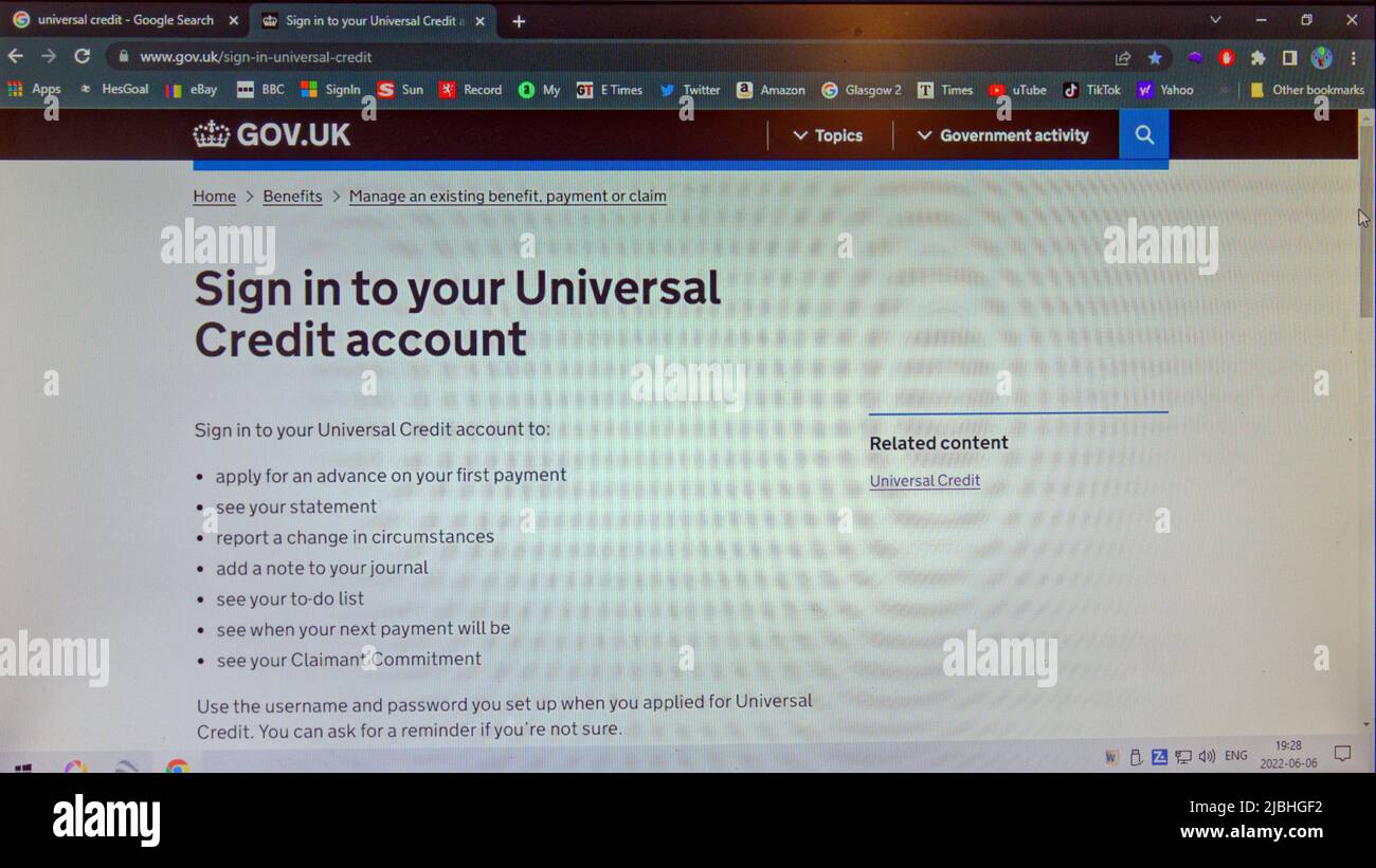 Glasgow, Schottland, Großbritannien 6.. Juni 2022. Konzeptionelle Darstellung der aktuellen News-Geschichte Universal Credit Kläger, £650 im Laufe des Sommers zu bekommen. Credit Gerard Ferry/Alamy Live News Stockfoto