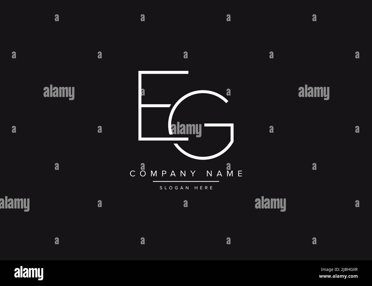 Initial EG Alphabet Linie Art Logo Design des Vektors Stock Vektor