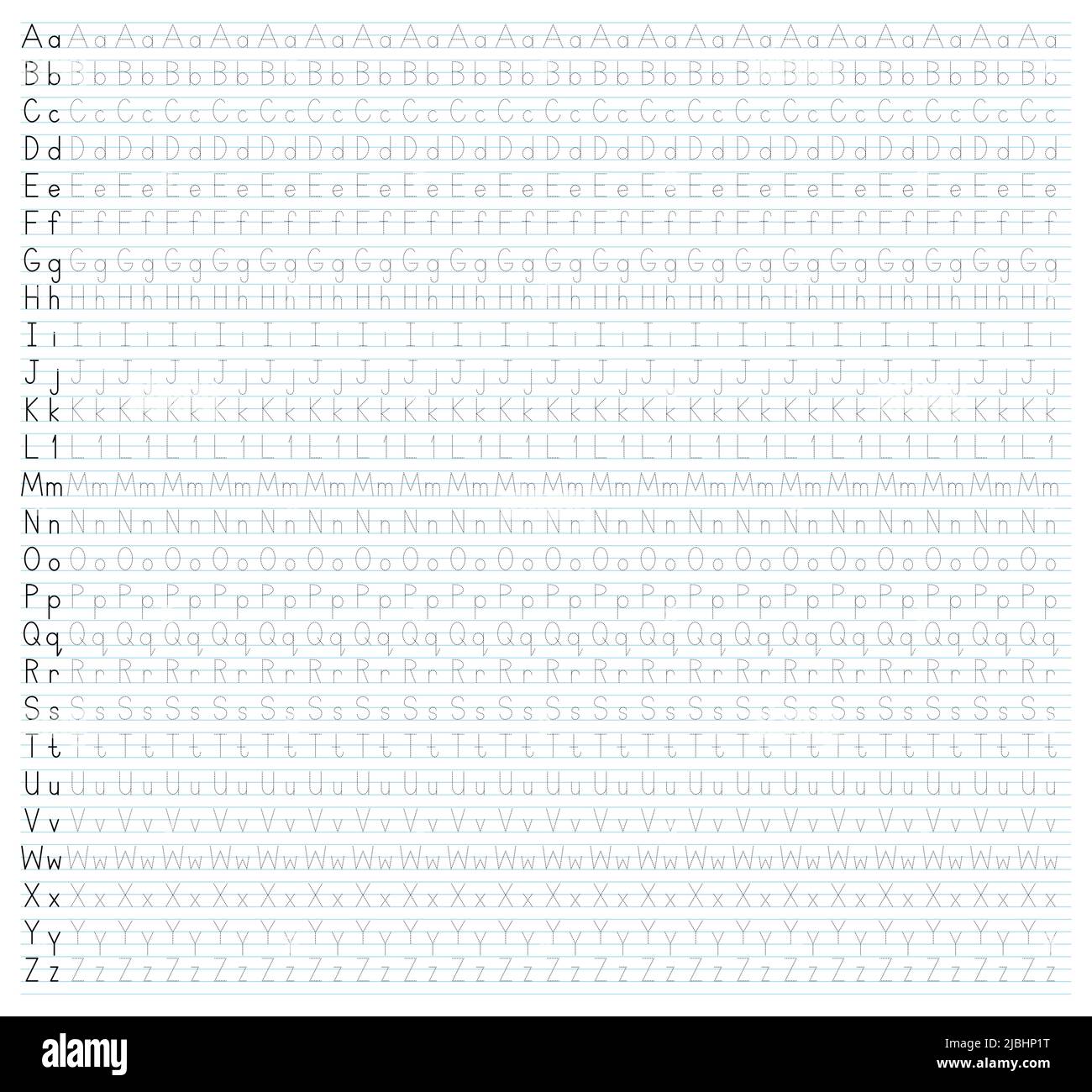 Arbeitsblatt Zum Lernen Schreiben Des Gesamten Englischen Alphabets