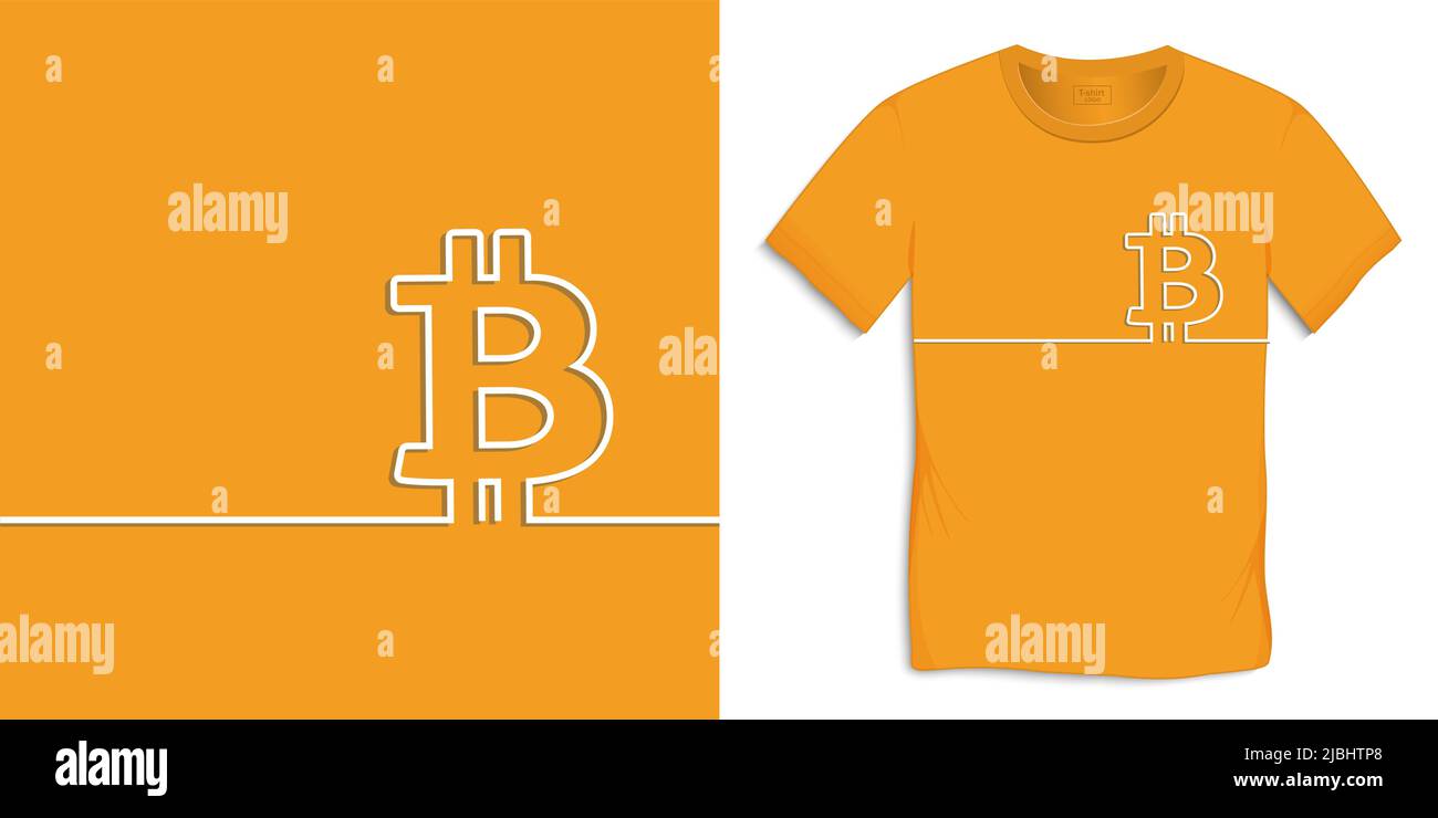 Bitcoin-Symbol, Icon Kryptowährung Design für T-Shirt, für Print, nur zwei Farben, flache Design-Vektor Stock Vektor
