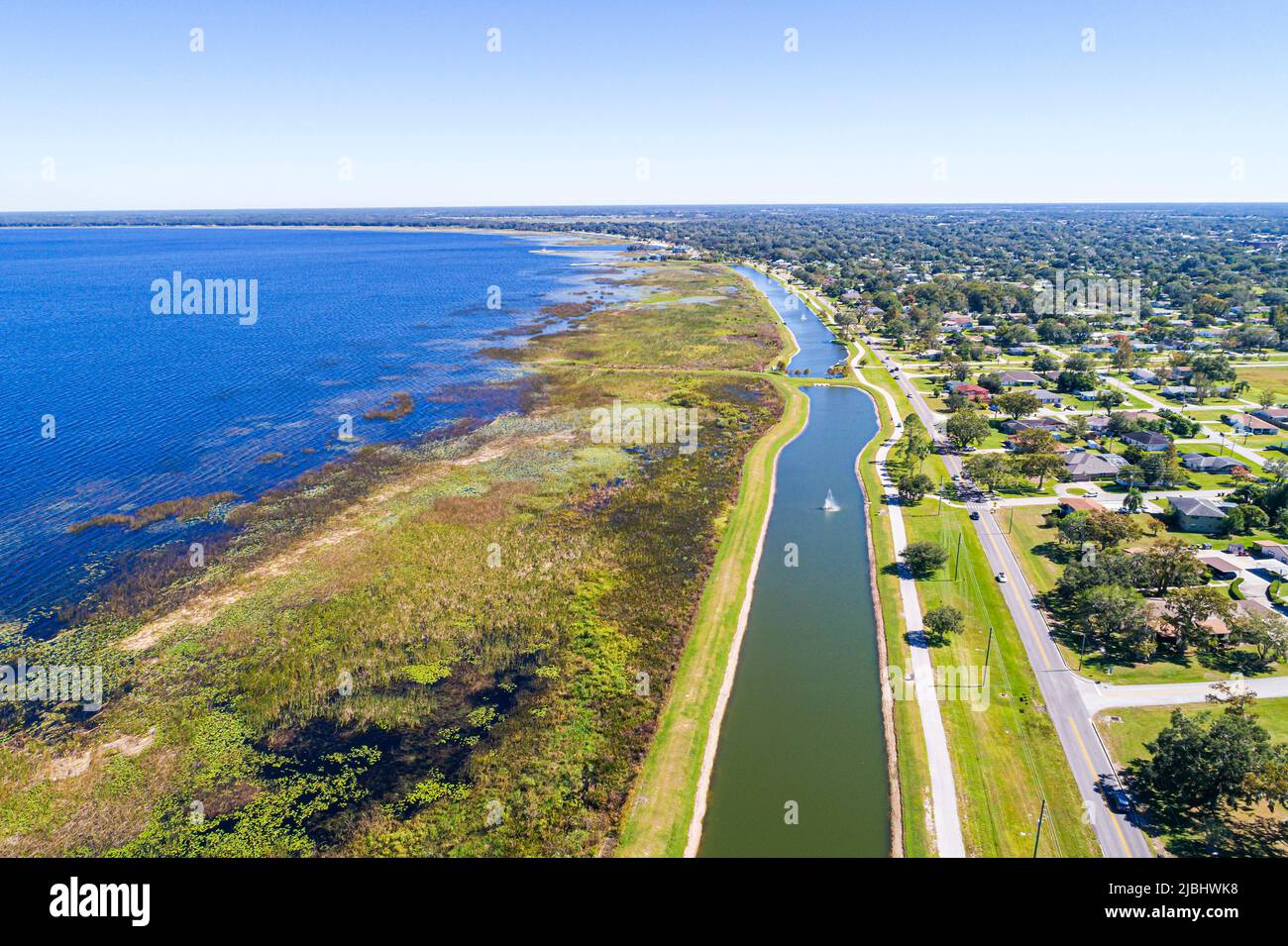 Saint St. Cloud Florida, East Lake Tohopekaliga, Lakefront Park East Lakeshore Boulevard Wasser, Luftaufnahme von oben Stockfoto