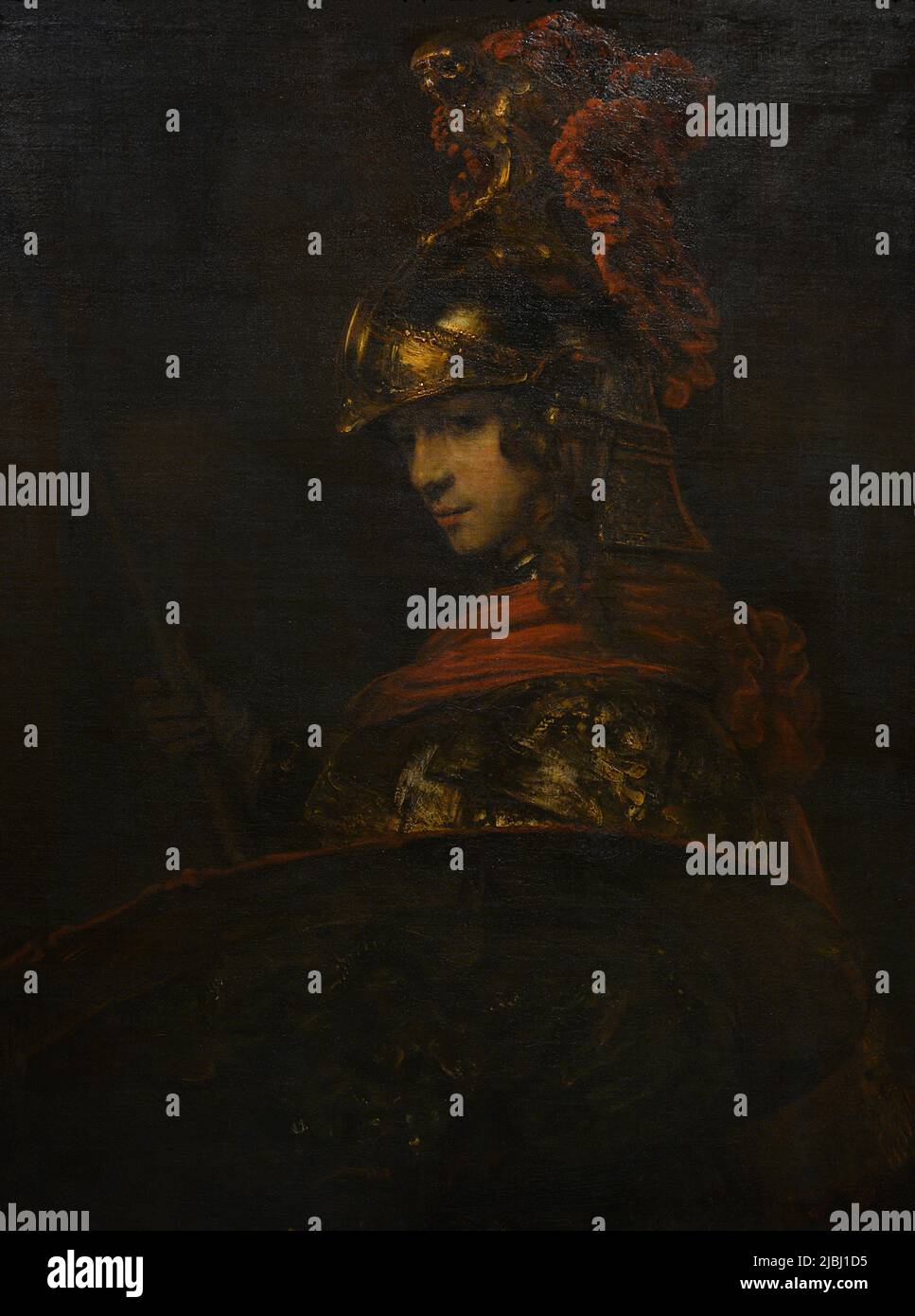 Rembrandt (Rembrandt Harmensz van Rijn) (1606-1669). Niederländischer Maler und Grafiker. Pallas Athene, ca. 1657. Detail. Öl auf Leinwand. Calouste Gulbenkian Museum. Lissabon, Portugal. Autor: Rembrandt Harmensz van Rijn (1606-1669). Niederländischer Maler. Stockfoto