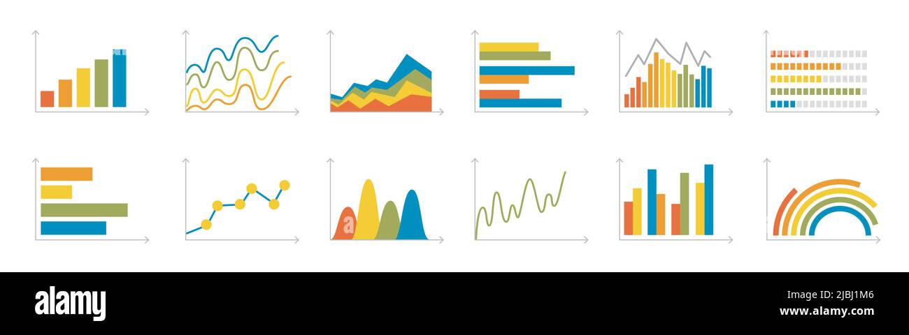 Finanzdiagramme, Informationsdatenstatistiken, Diagramme, Finanzinformationen, Marktdiagramme und Grafiken von Geschäftsdaten. Grafiken in Vektorgrafik Stock Vektor