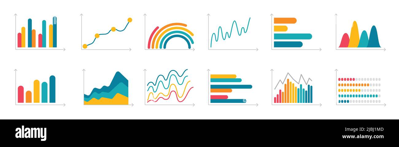 Finanzdiagramme, Informationsdatenstatistiken, Diagramme, Finanzinformationen, Marktdiagramme und Grafiken von Geschäftsdaten. Grafiken in Vektorgrafik Stock Vektor