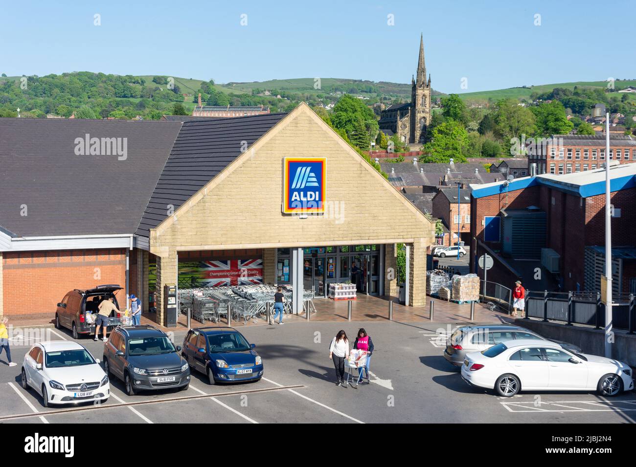 Aldi Supermarket, Queen Victoria Street, Macclesfield, Ceshire, England, Vereinigtes Königreich Stockfoto