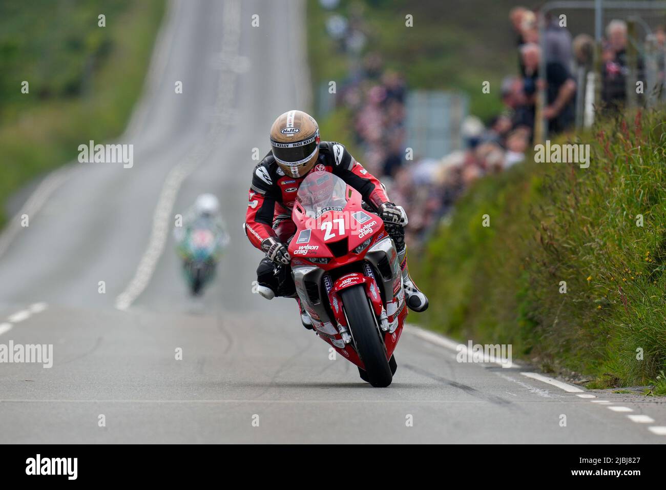 Douglas, Isle Of Man. 19. Januar 2022. Joey Thompson (1000 Honda) vertritt das Wilson Craig Racing Team während des Superstock TT Race RL360 auf der Isle of man, Douglas, Isle of man am 6. Juni 2022. Foto von David Horn/Prime Media Images Kredit: Prime Media Images/Alamy Live News Stockfoto