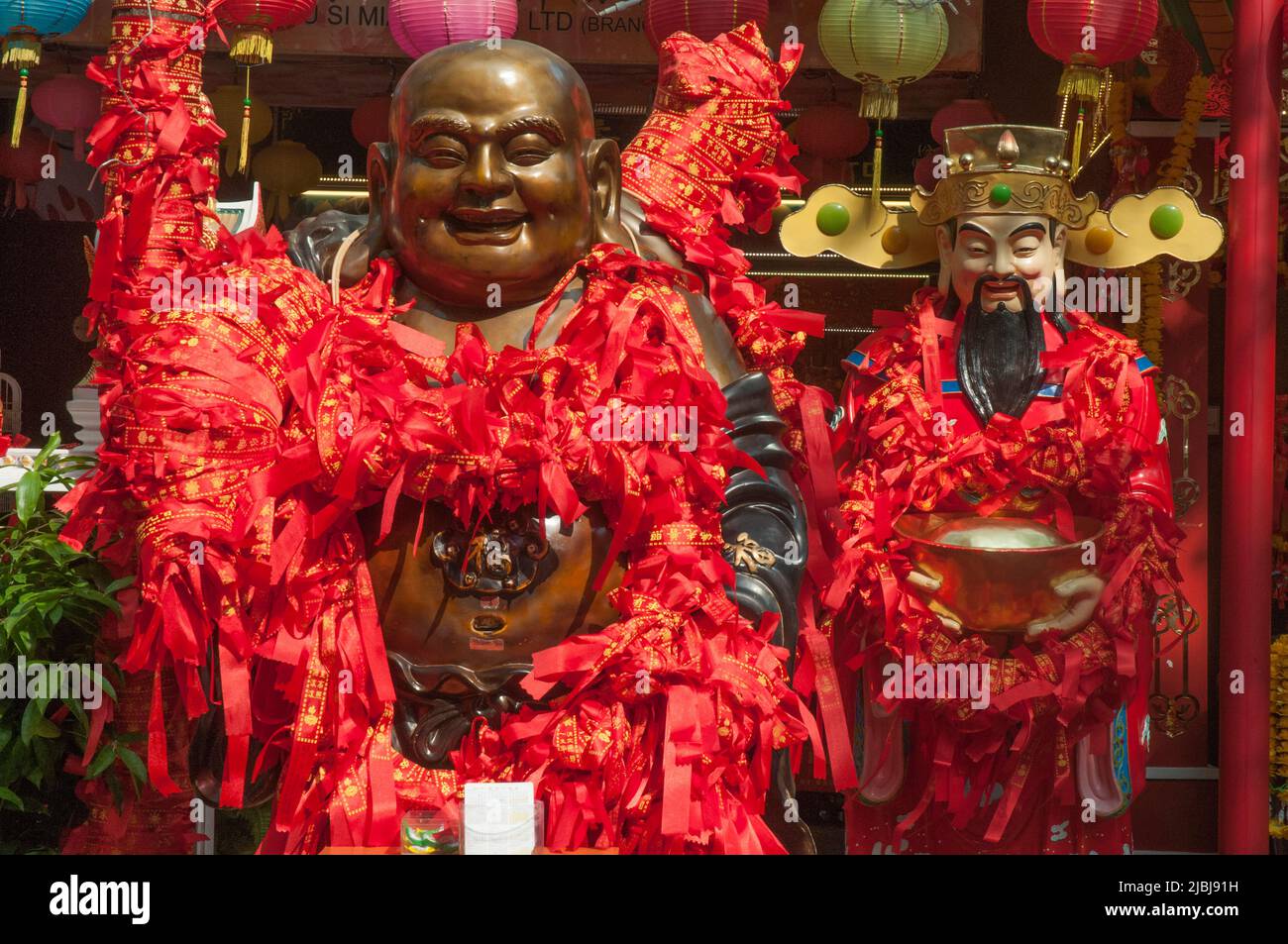 Chinesische Gottheiten in der Waterloo St, Singapur Stockfoto