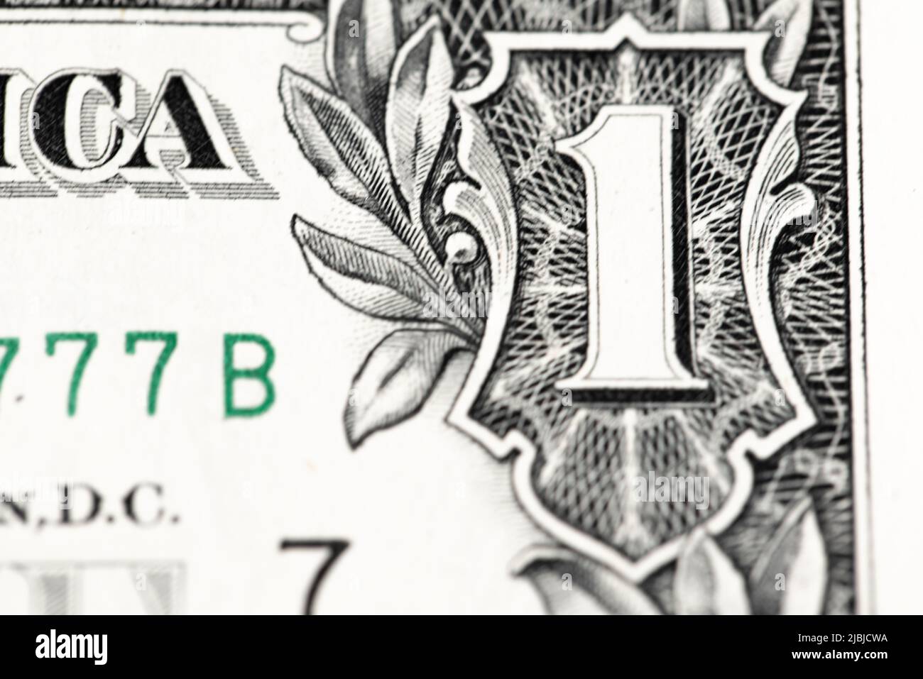 Eine Dollar-Banknote, Nahaufnahme der US-Währung. 1-Dollar-Schein aus Amerika Stockfoto