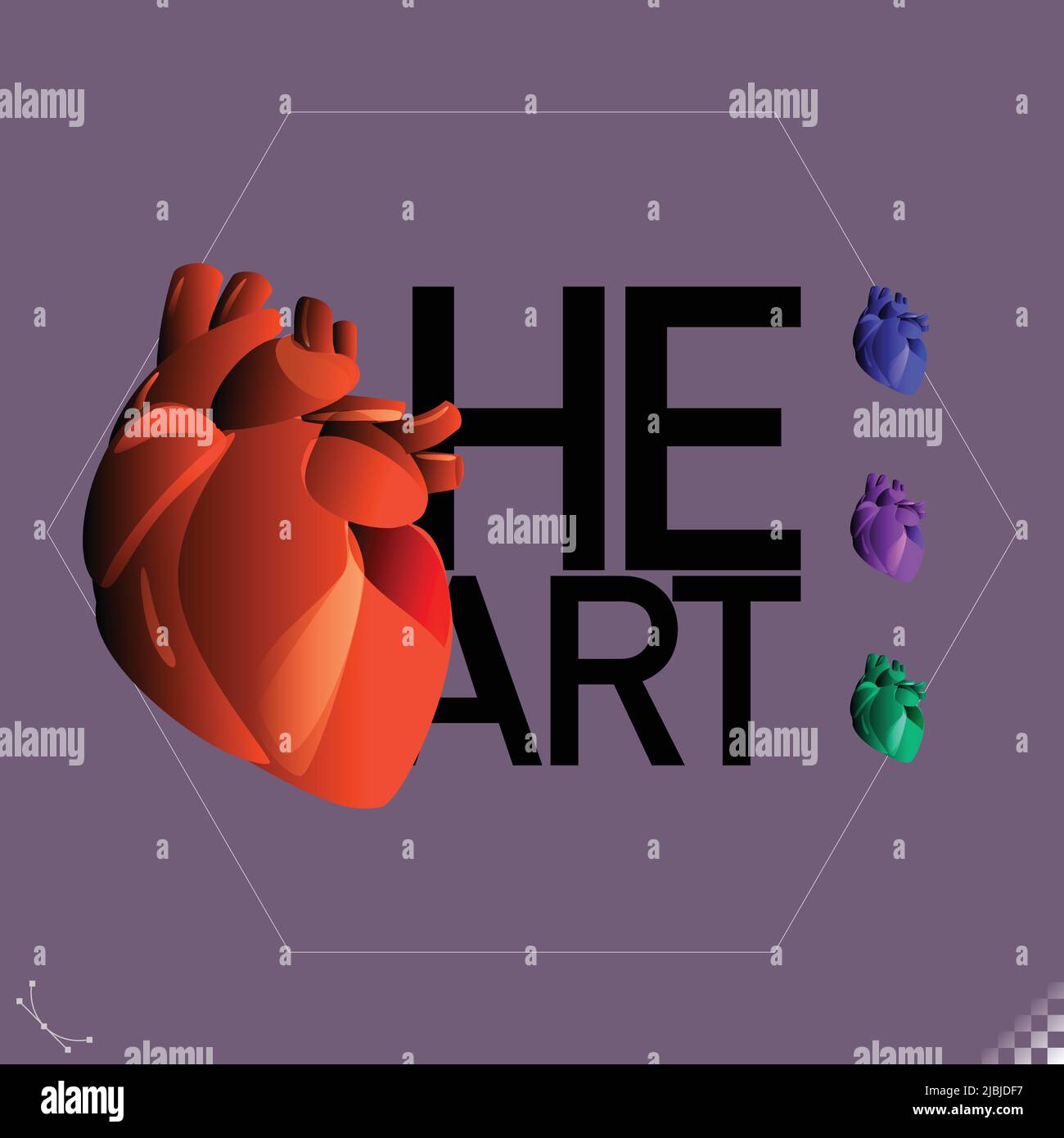 Moderne schöne stilisierte monotone menschliche Organ Symbole und Symbole des Herzens - Teil eines Sets Stock Vektor