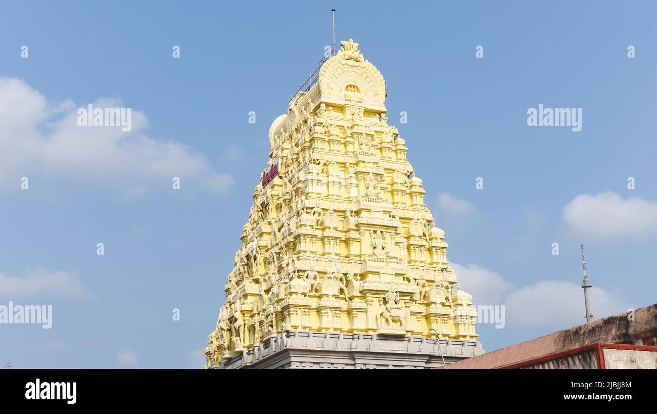 Blick auf Süd-Gopuram des Rameswaram-Tempels, Rameswaram, Tamilnadu, Indien. Stockfoto