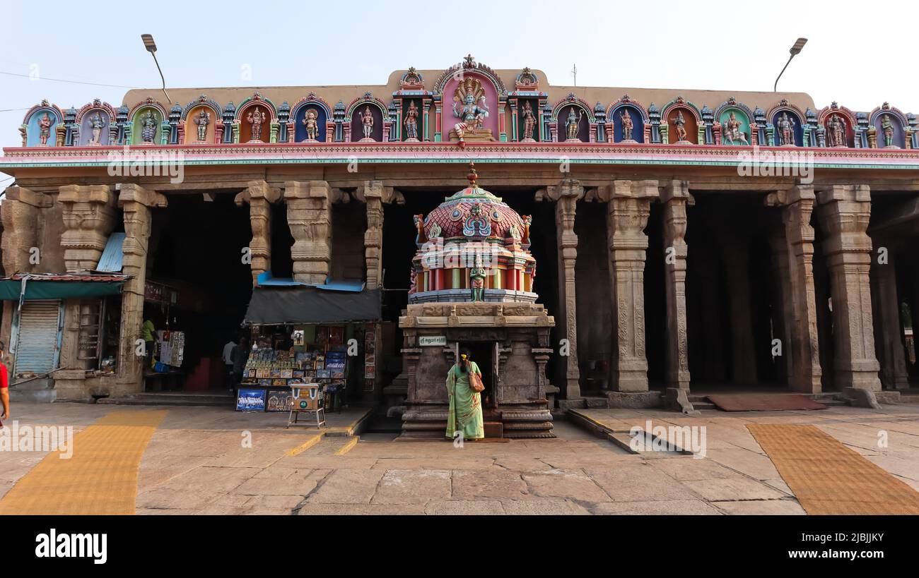 Mandapam von Amrutha Kalasa Garudar Samadhi, Ranganathaswamy-Tempel, Srirangam, Trichy, Tamilnadu, Indien. Stockfoto