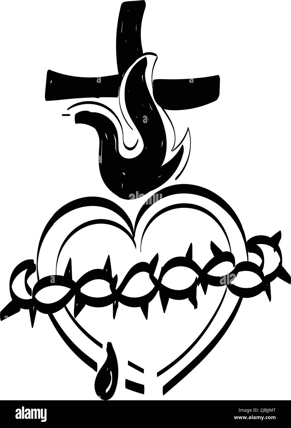 Heilige Herz Jesus Vektor Illustration Zeichnung. Als Poster, Karte, Flyer, Tattoo oder T-Shirt Stock Vektor