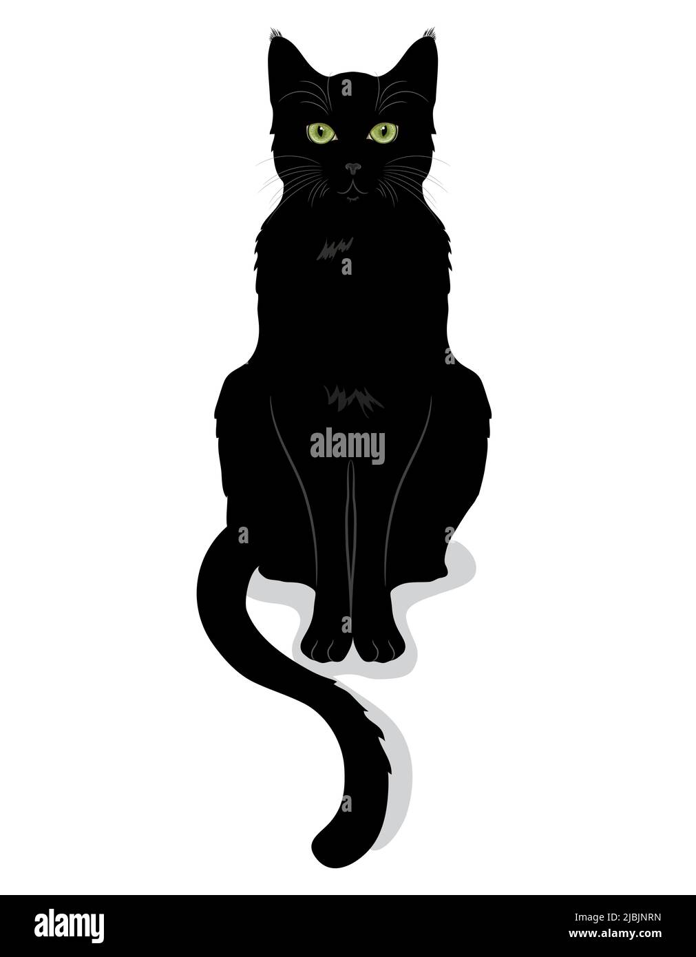 Schwarze Katze mit grünen Augen Stock Vektor