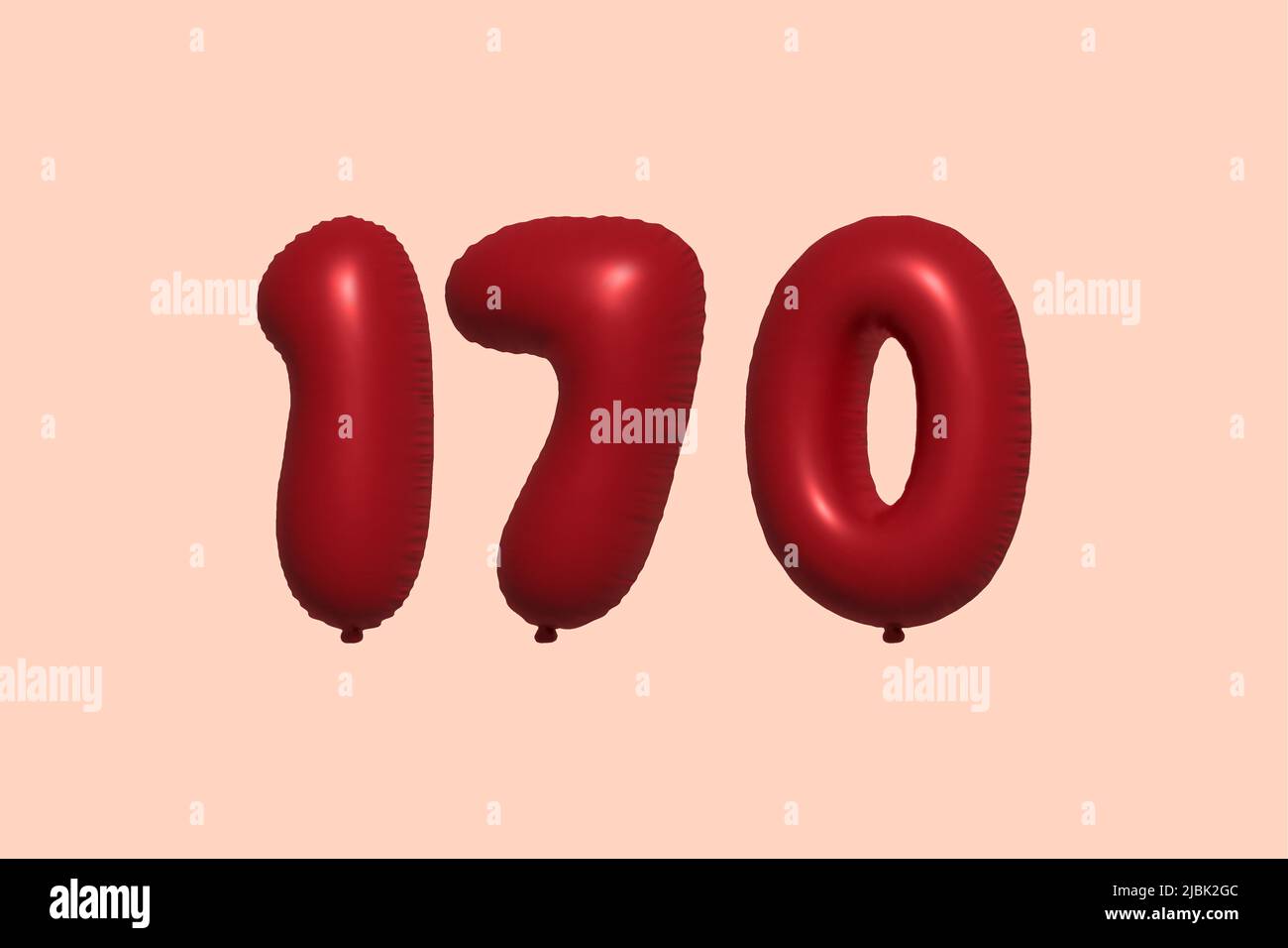169 3D Zahlenballon aus realistischem metallischem Luftballon 3D Rendering. 3D Rote Heliumballons zum Verkauf Dekoration Party Geburtstag, Jubiläum feiern, Hochzeitsfeiertag. Vektorgrafik Stock Vektor