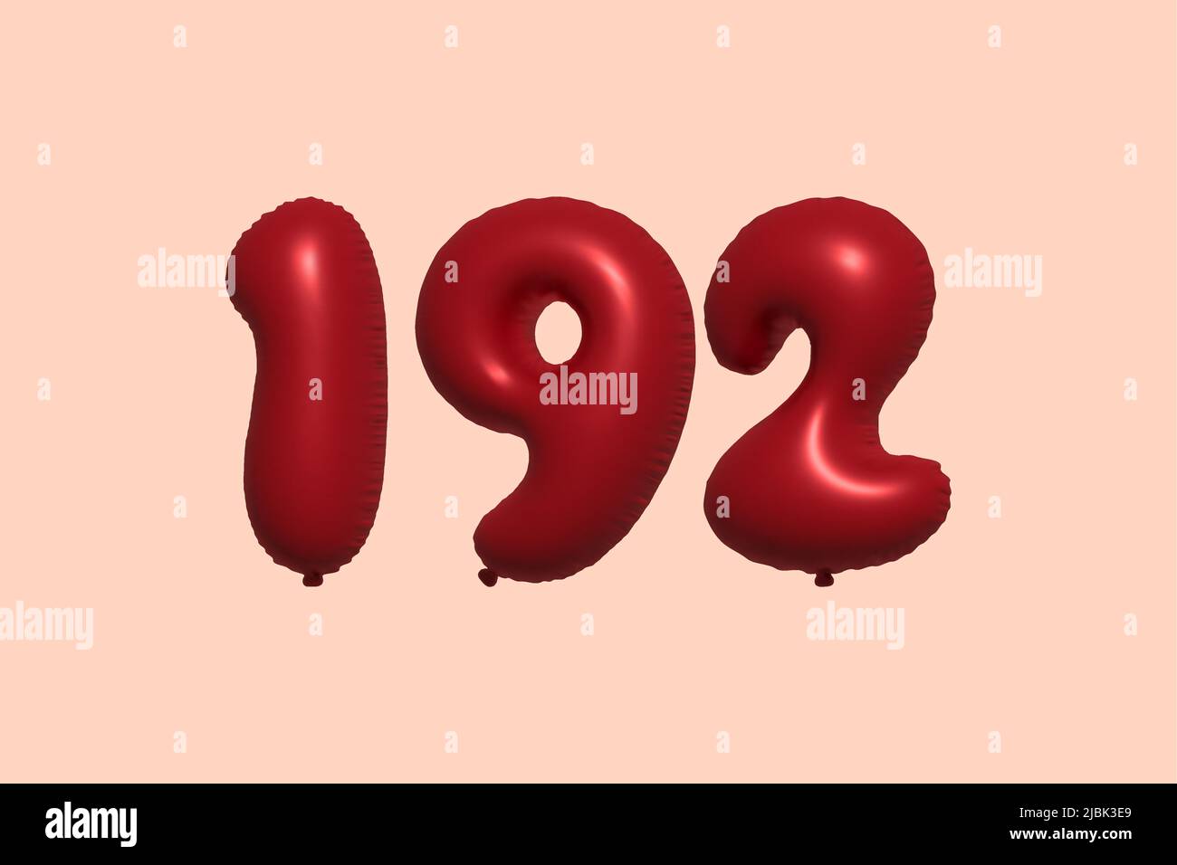 191 3D Zahlenballon aus realistischem metallischem Luftballon 3D Rendering. 3D Rote Heliumballons zum Verkauf Dekoration Party Geburtstag, Jubiläum feiern, Hochzeitsfeiertag. Vektorgrafik Stock Vektor