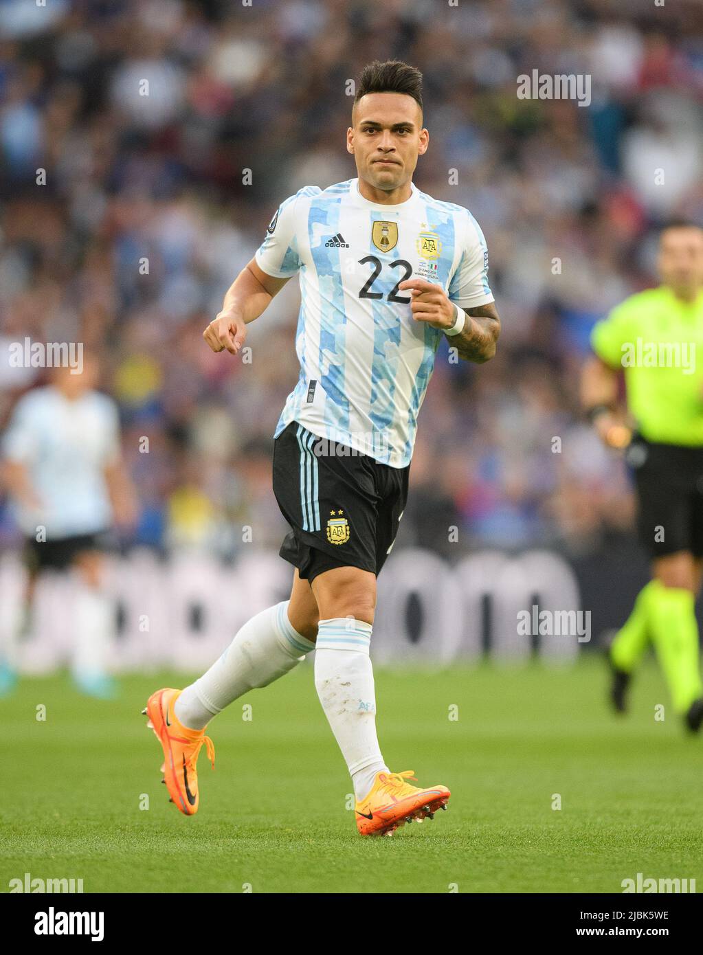 01 Jun 2022 - Italien gegen Argentinien - Finalissima 2022 - Wembley-Stadion der argentinische Lautaro Martinez während des Spiels gegen Italien im Wembley-Stadion. Stockfoto