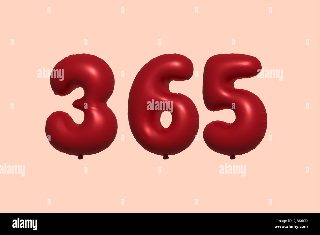364 3D Zahlenballon aus realistischem metallischem Luftballon 3D Rendering. 3D Rote Heliumballons zum Verkauf Dekoration Party Geburtstag, Jubiläum feiern, Hochzeitsfeiertag. Vektorgrafik Stock Vektor