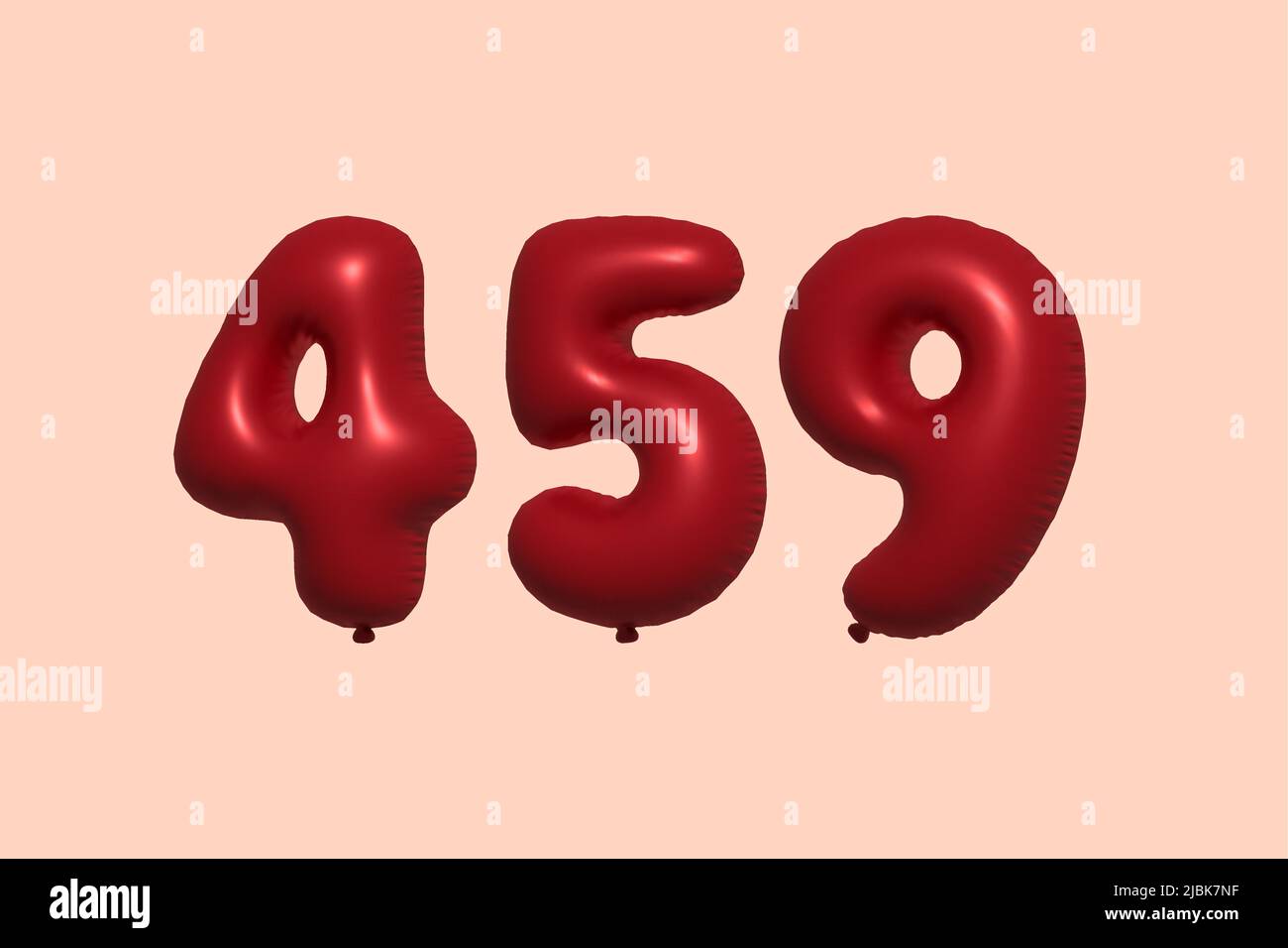 459 3D Zahlenballon aus realistischem metallischem Luftballon 3D Rendering. 3D Rote Heliumballons zum Verkauf Dekoration Party Geburtstag, Jubiläum feiern, Hochzeitsfeiertag. Vektorgrafik Stock Vektor