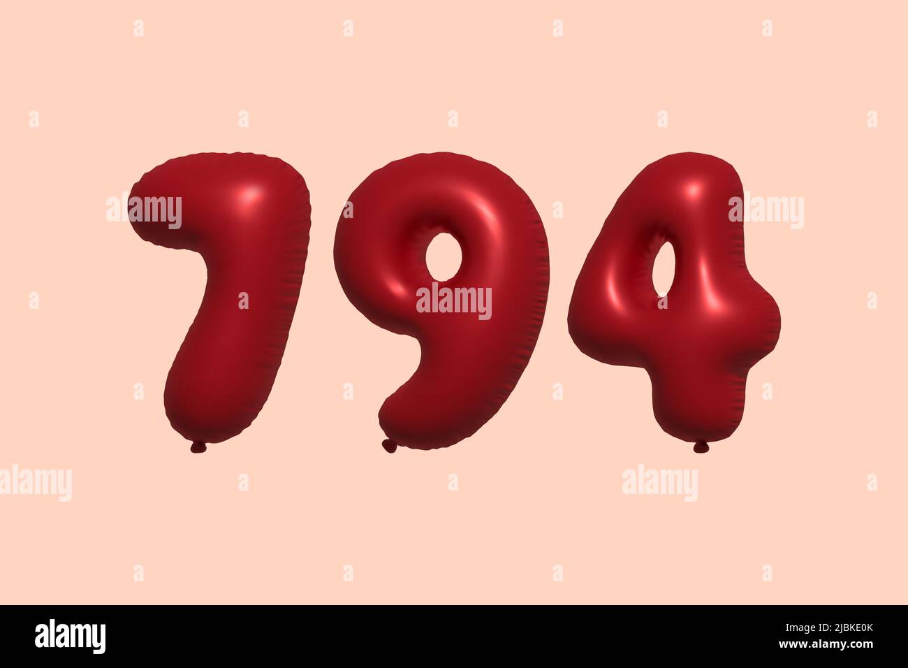 794 3D Zahlenballon aus realistischem metallischem Luftballon 3D Rendering. 3D Rote Heliumballons zum Verkauf Dekoration Party Geburtstag, Jubiläum feiern, Hochzeitsfeiertag. Vektorgrafik Stock Vektor