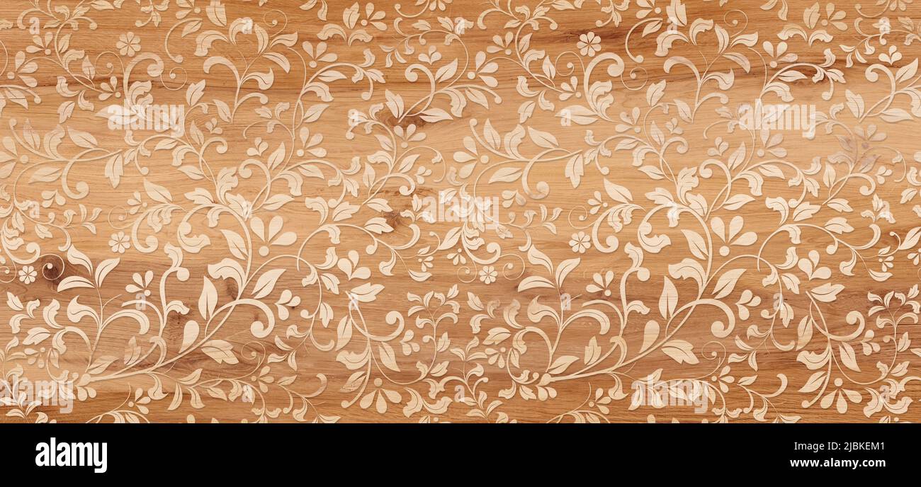 Vintage floralen Hintergrund, Patchwork Retro-Muster mit rustikalem Hintergrund, Holzdekor digitale Fliese Oberfläche Stockfoto
