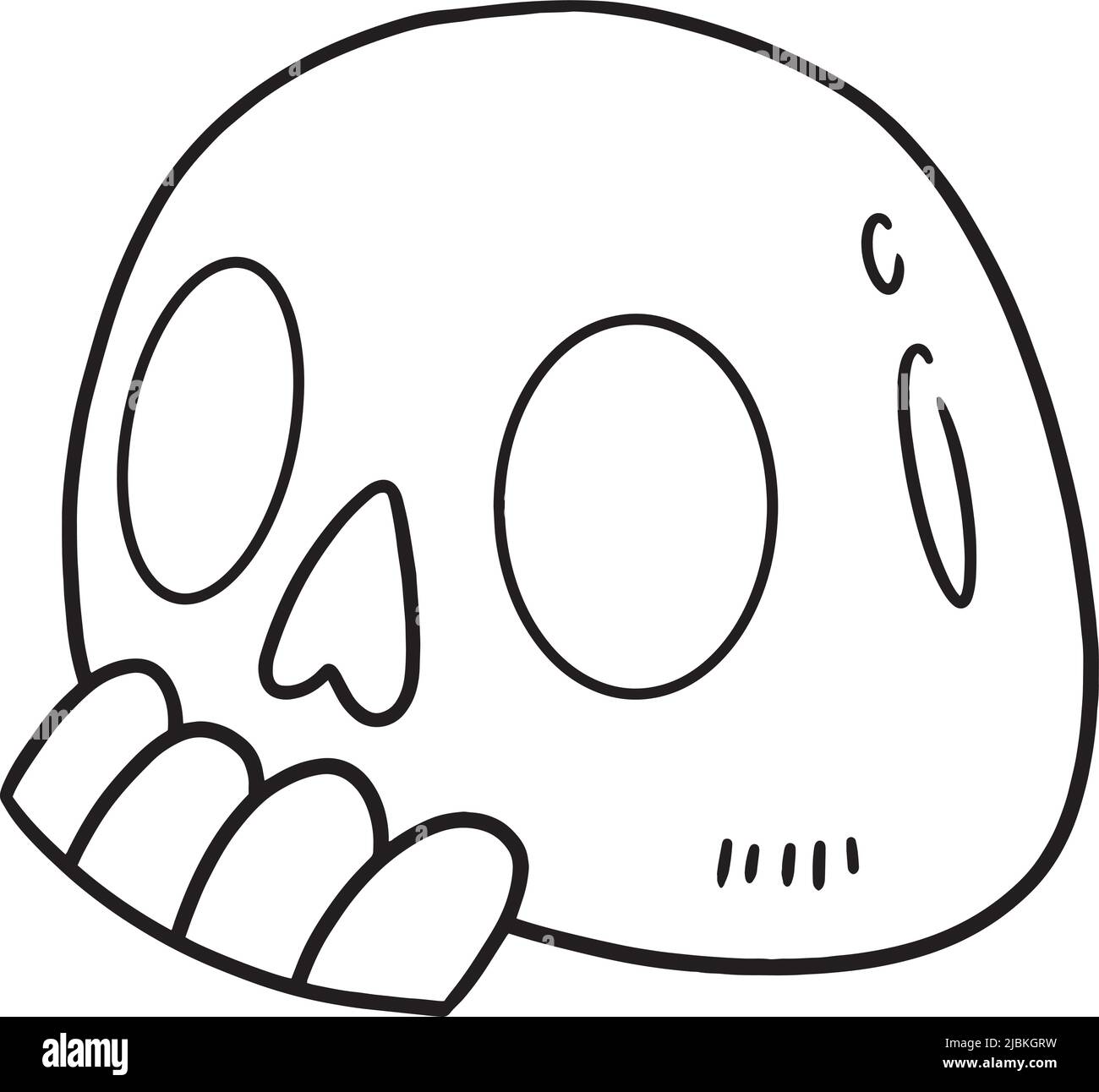 Totenkopf Halloween isolierte Malseite für Kinder Stock Vektor