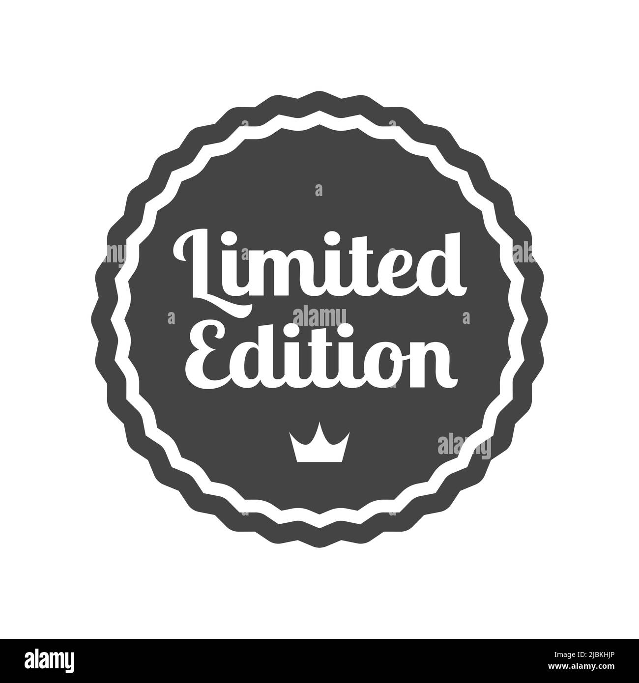 Limitiertes Etikett mit Krone. Schwarzer Vektoraufkleber, Stempel oder Abzeichen. Stock Vektor