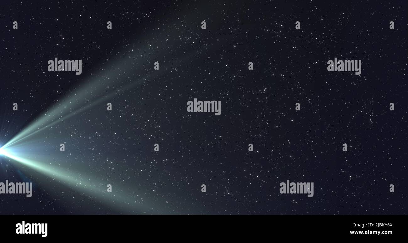 Bild von strahlendem weißem Licht über Sternen am Nachthimmel Stockfoto