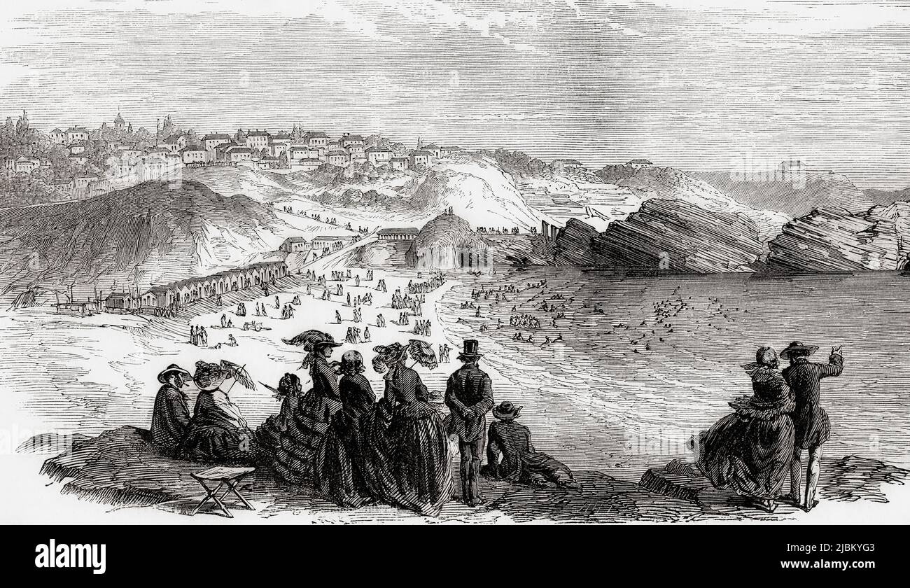 Ein Blick auf Biarritz, Frankreich im 19.. Jahrhundert. Aus L'Univers Illustre, Paris, 1859 Stockfoto