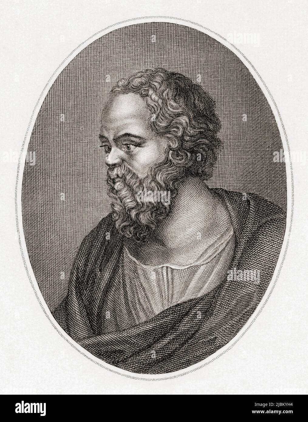 Sokrates. c. 470 V. CHR. – 399 V. CHR. Klassischer griechischer (athenischer) Philosoph. Nach einem Werk von Willem van Senus aus dem 19.. Jahrhundert. Stockfoto