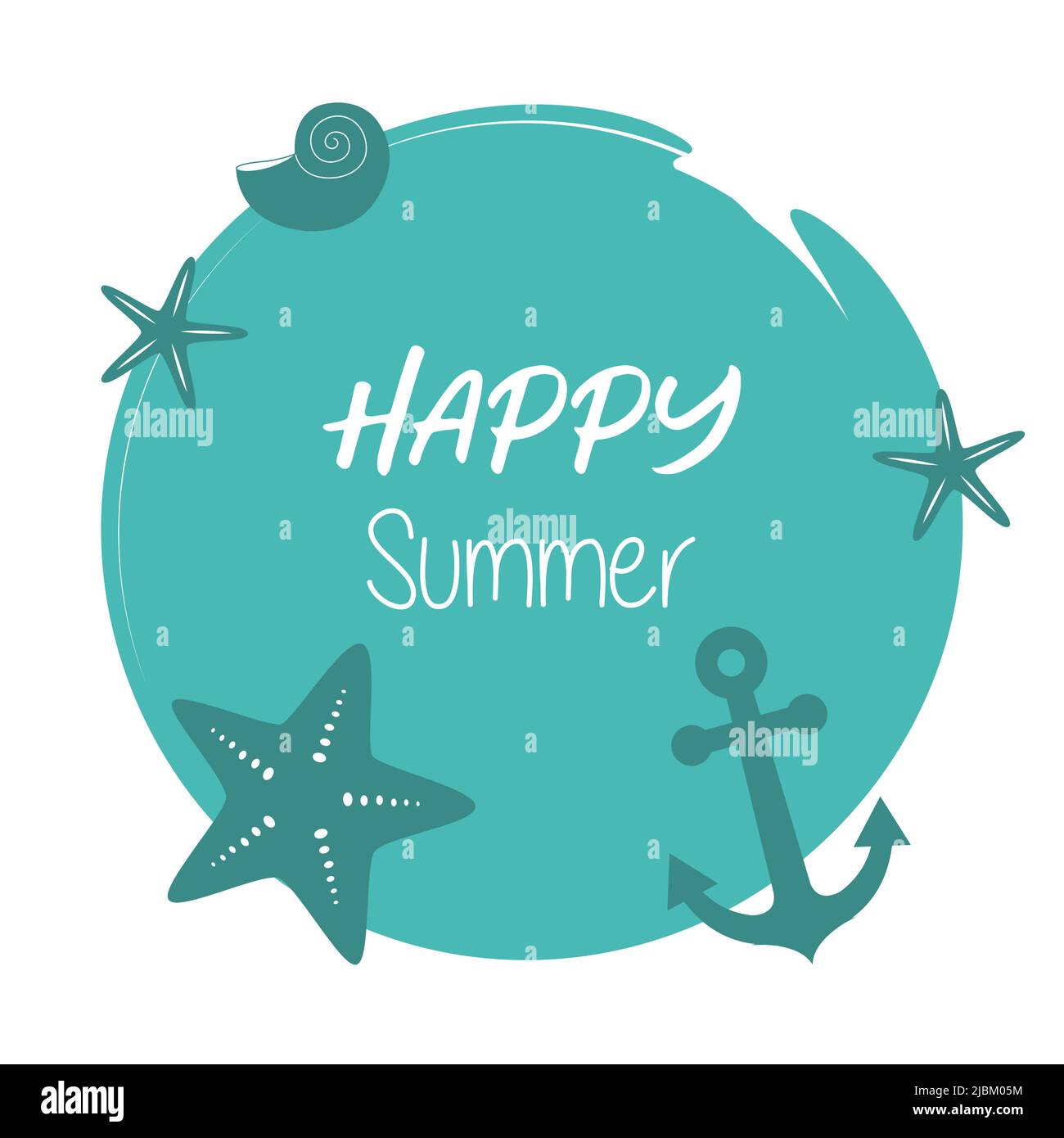 Happy Summer Holiday Design mit Schale und Anker Stock Vektor