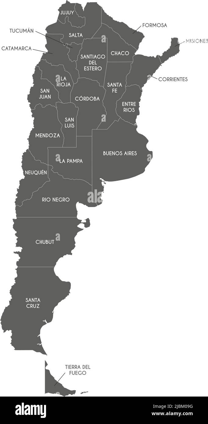 Vektorkarte von Argentinien mit Provinzen oder föderierten Staaten und Verwaltungseinheiten. Editierbare und klar beschriftete Ebenen. Stock Vektor Vektorkarte von Argentinien mit Provinzen oder föderierten Staaten und Verwaltungseinheiten. Editierbare und klar beschriftete Ebenen. Stock Vektor
