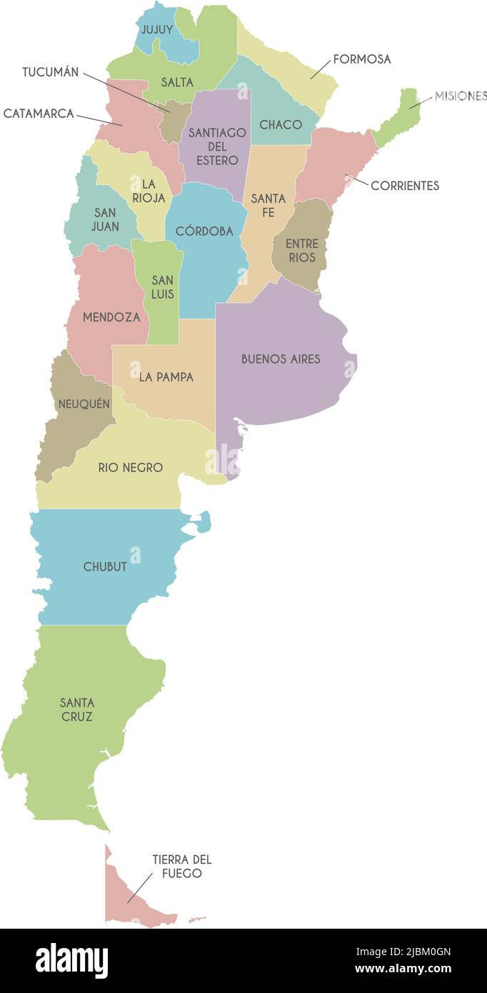Vektorkarte von Argentinien mit Provinzen oder föderierten Staaten und Verwaltungseinheiten. Editierbare und klar beschriftete Ebenen. Stock Vektor Vektorkarte von Argentinien mit Provinzen oder föderierten Staaten und Verwaltungseinheiten. Editierbare und klar beschriftete Ebenen. Stock Vektor