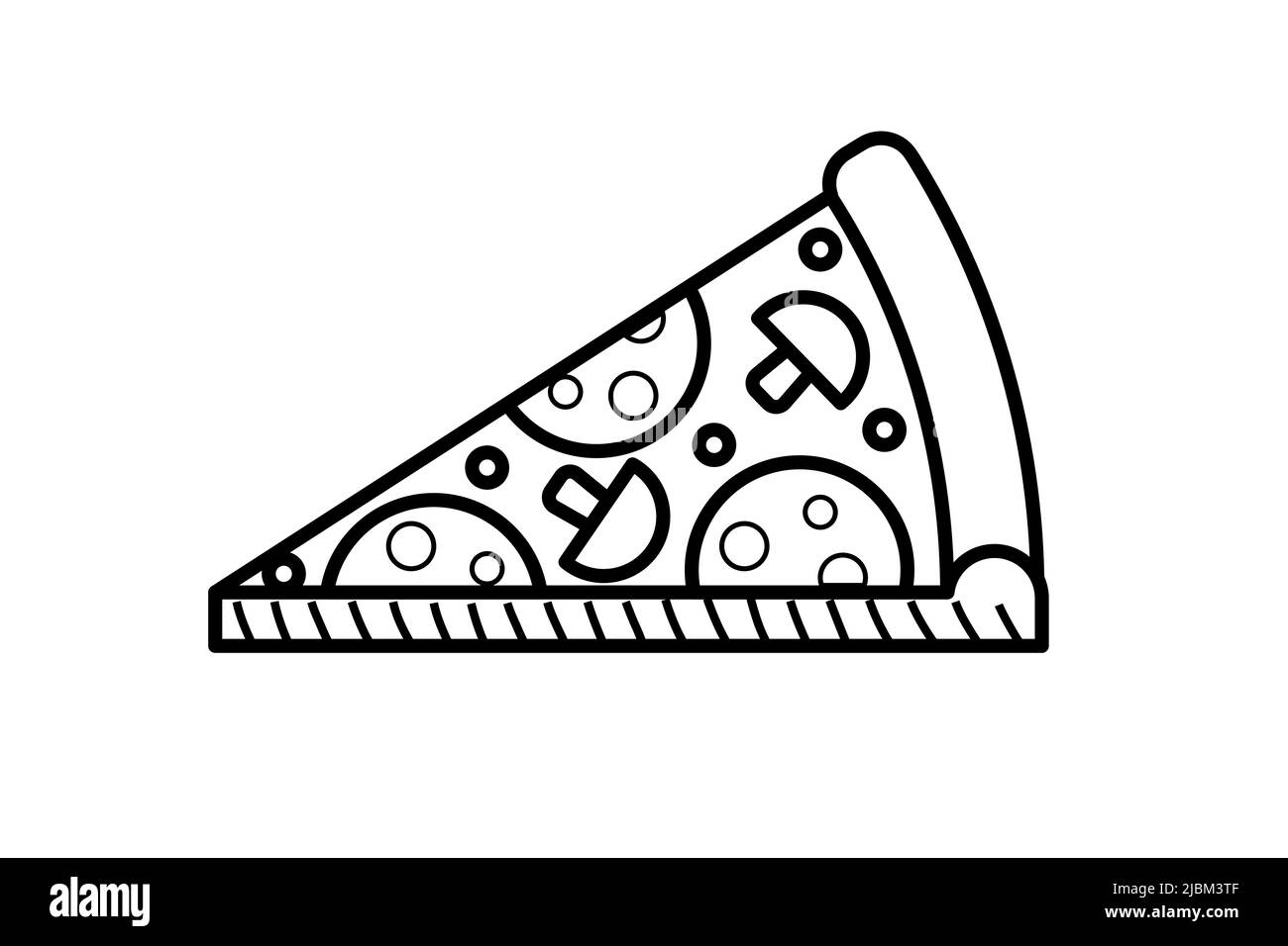 Pizza Slice schwarz-weiß. Cartoon Pizza Stock Vektor