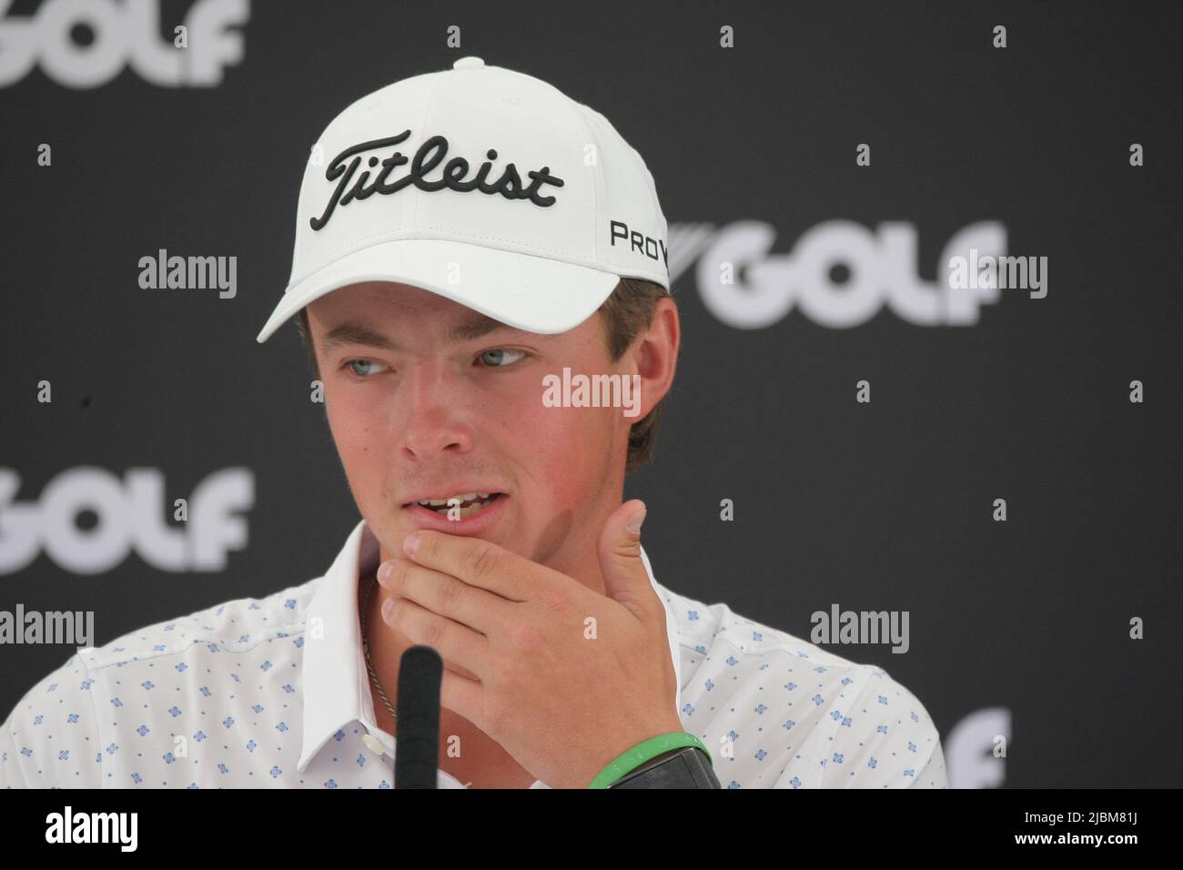 Hemel Hempstead, Herts, Großbritannien. 7.. Juni 2022. Die Spieler Kevin Na, Sihwan Kim, James Pot und Talor Gooch beantworten Medienfragen vor der LIV Golf Invitational Credit: Motofoto/Alamy Live News Stockfoto