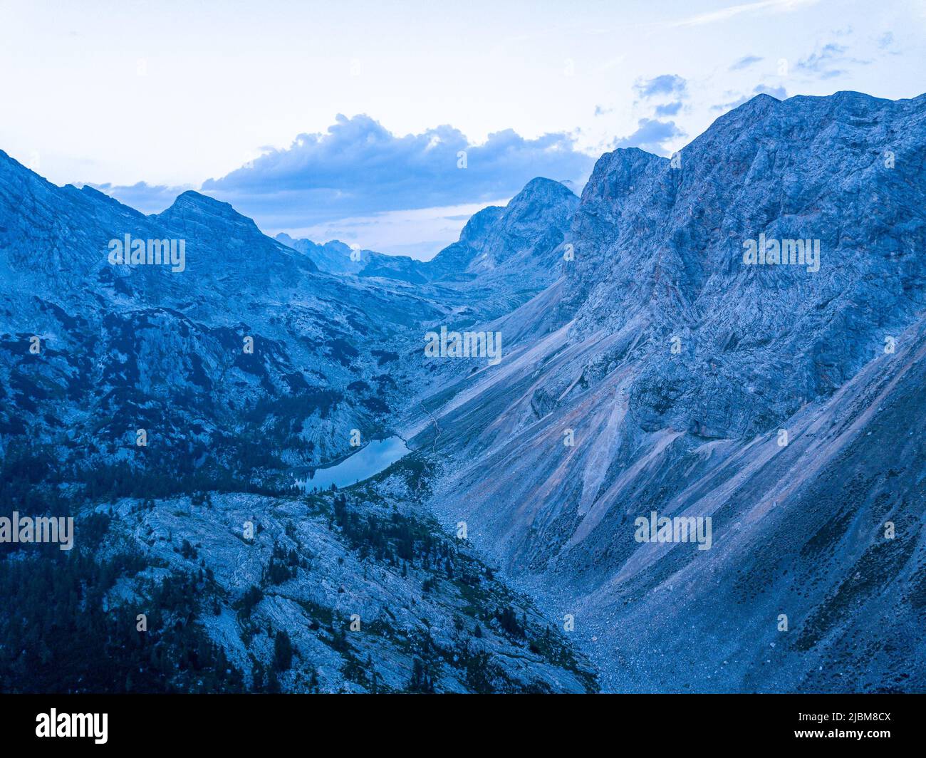 Der Panoramablick auf den Triglav Nationalpark in Slowenien Stockfoto