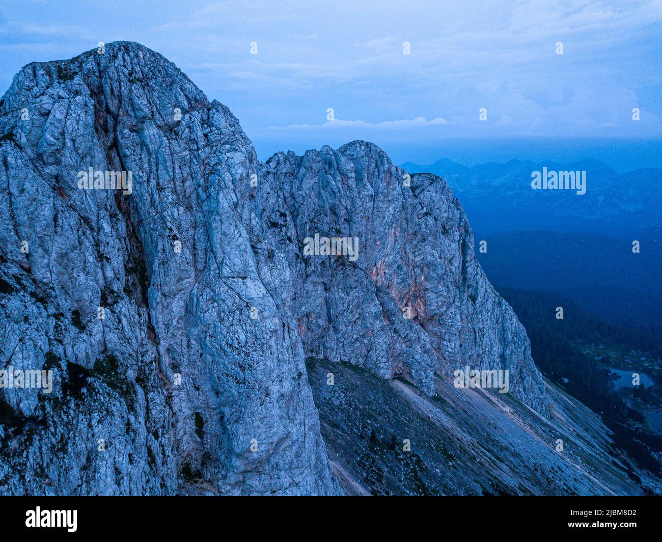 Der Panoramablick auf den Triglav Nationalpark in Slowenien Stockfoto